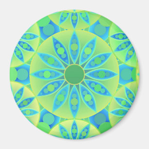 Imã Padrão de Mandala, turquesa, azul, verde limão