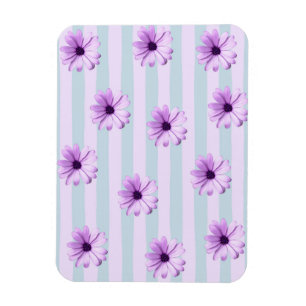 Ímã padrão de margarida listrada de azul e roxo
