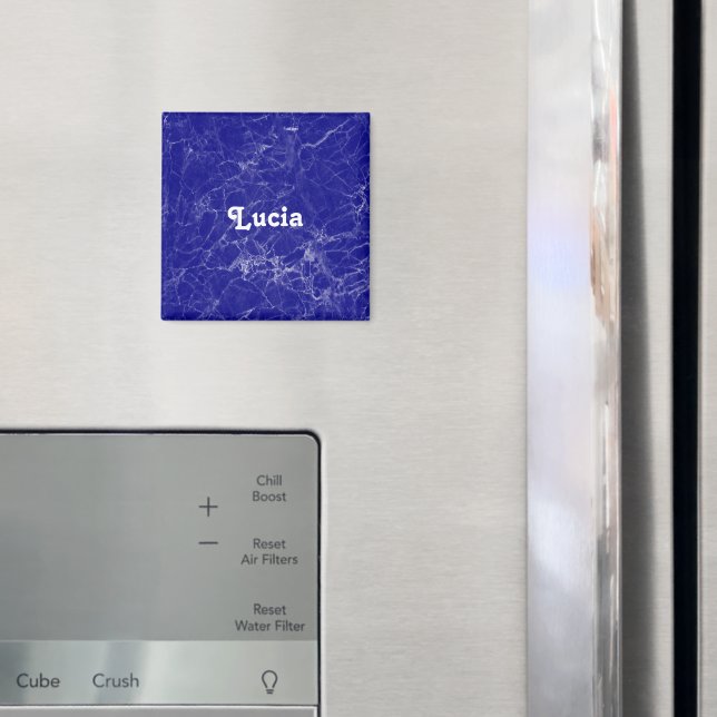 Imã Padrão de mármore azul de nome personalizado (In Situ (Fridge))
