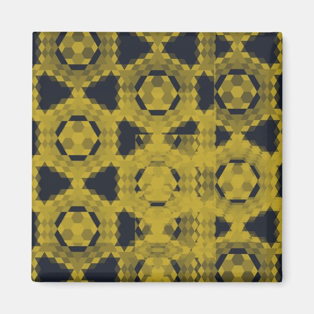 Imã Padrão de moda de contraste preto-e-amarelo (Frente)