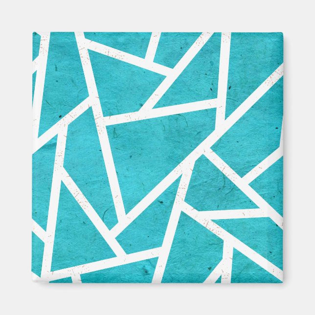Imã Padrão de mosaico azul-esverdeado e branco (Frente)