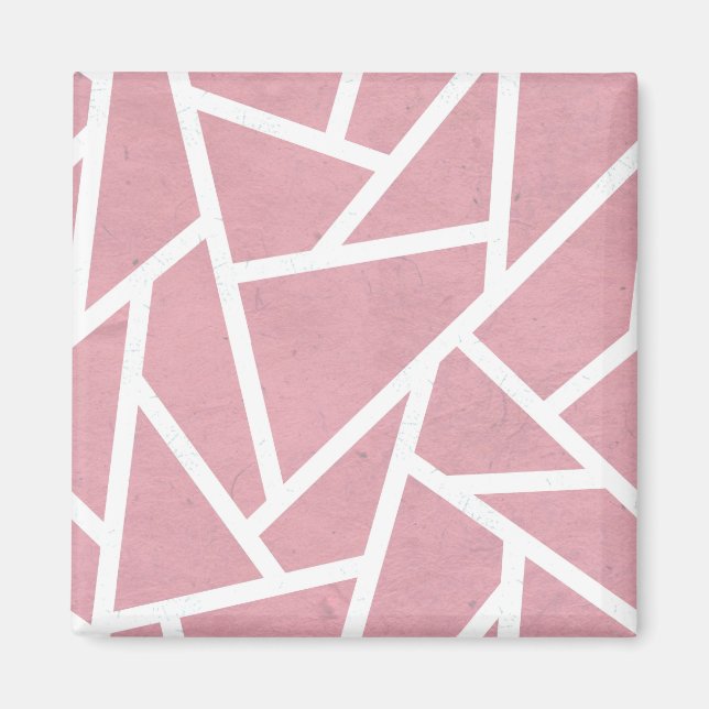 Imã Padrão de mosaico branco e coral (Frente)