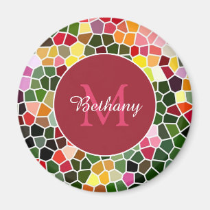 Imã Padrão de Mosaico Colorido Personalizado
