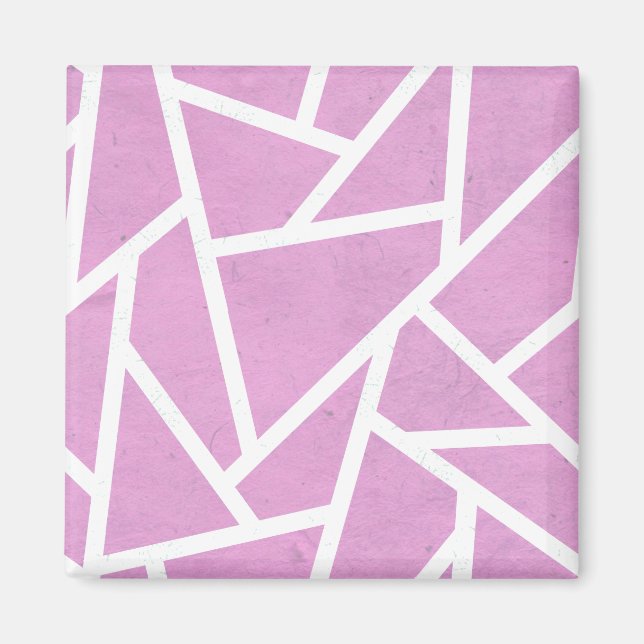 Imã Padrão de mosaico rosa e branco (Frente)