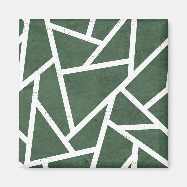 Imã Padrão de mosaico verde e branco (Frente)