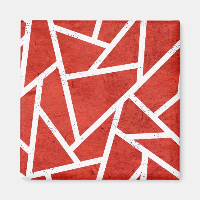 Imã Padrão de mosaico vermelho e branco (Frente)