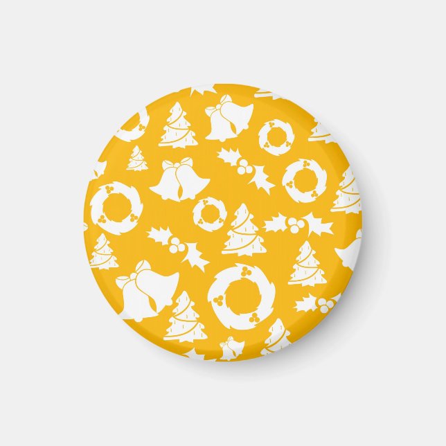 Imã Padrão de Natal Amarelo (Frente)