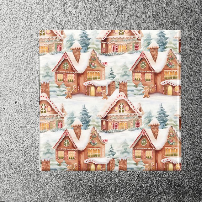 Imã Padrão de Natal de Férias do Pão-de-Gengala (Criador carregado)