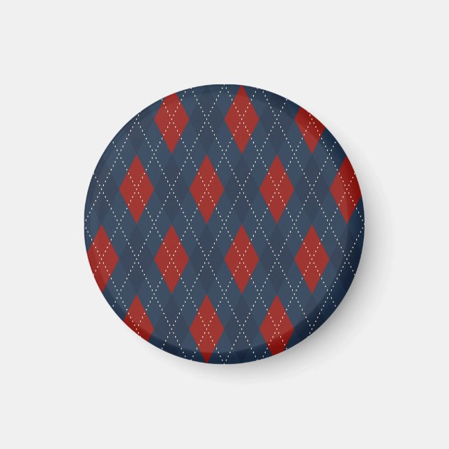 Imã Padrão de Natal Real Blue Argyle (Frente)