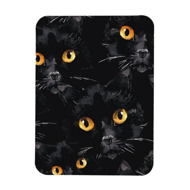 Ímã Padrão de Olhos de Gato Preto Místico (Vertical)