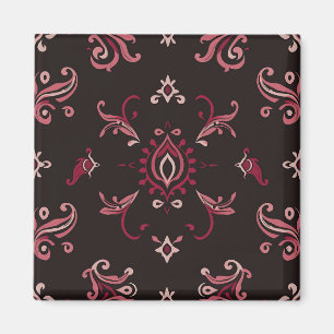 Imã Padrão de Ornamento Floral Damasco Borgonha