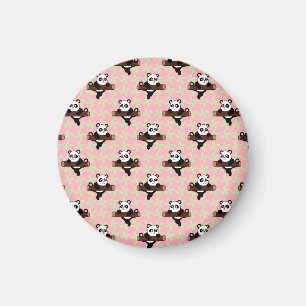 Imã Padrão de Panda Fofo em Rosa – Kawaii Sem Costuras