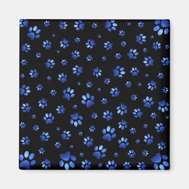 Imã Padrão de pata de cão brilhante azul (Frente)