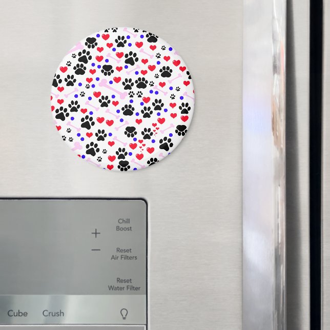 Imã Padrão De Patas, Patas Cachorros, Patas Negras, Co (In Situ (Fridge))