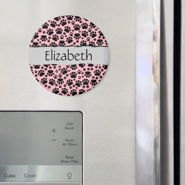 Imã Padrão De Patas, Patas Negras, Patas De Cachorro,  (In Situ (Fridge))