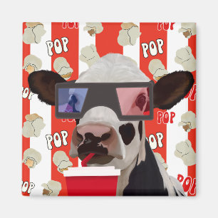 Imã Padrão De Pipoca Vermelha De Vaca Retroativa