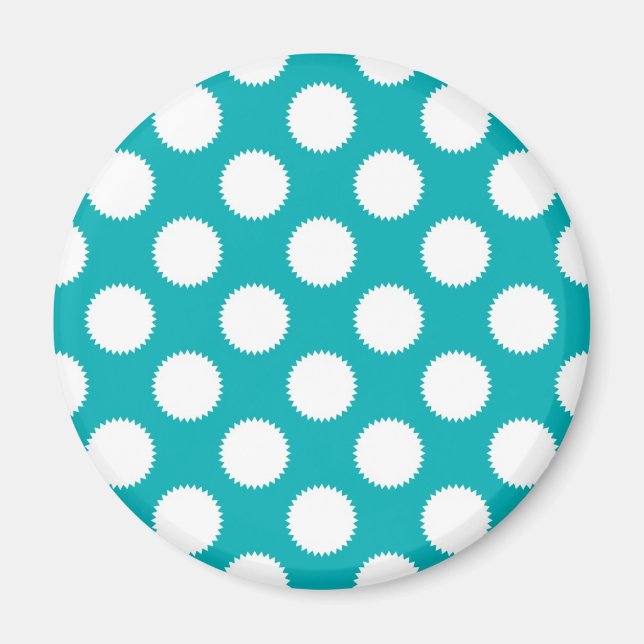 Imã Padrão de Pontos Turquesa e Branco Aqua (Frente)