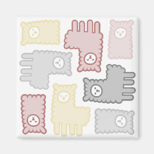 Imã Padrão de Puzzle de Lhama Pastel Fofa
