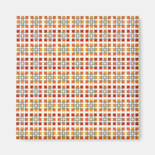 Imã Padrão de quadrados Vermelhos Geométricos Modernos