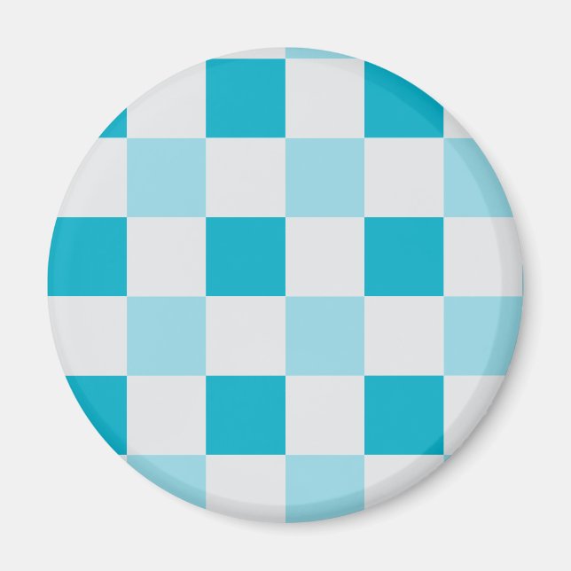 Imã Padrão De Quadro De Verificação Branco E Azul (Frente)