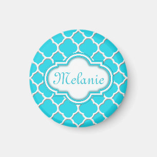 Imã Padrão de Quatrefoil Azul Brilhante