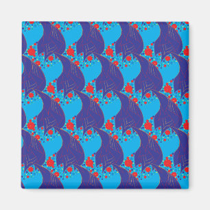 Imã Padrão de queda abstrato BLUE e Rainbow vermelho
