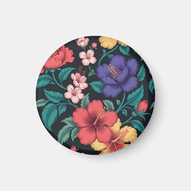 Imã Padrão de repetição de flores silvestres (Frente)