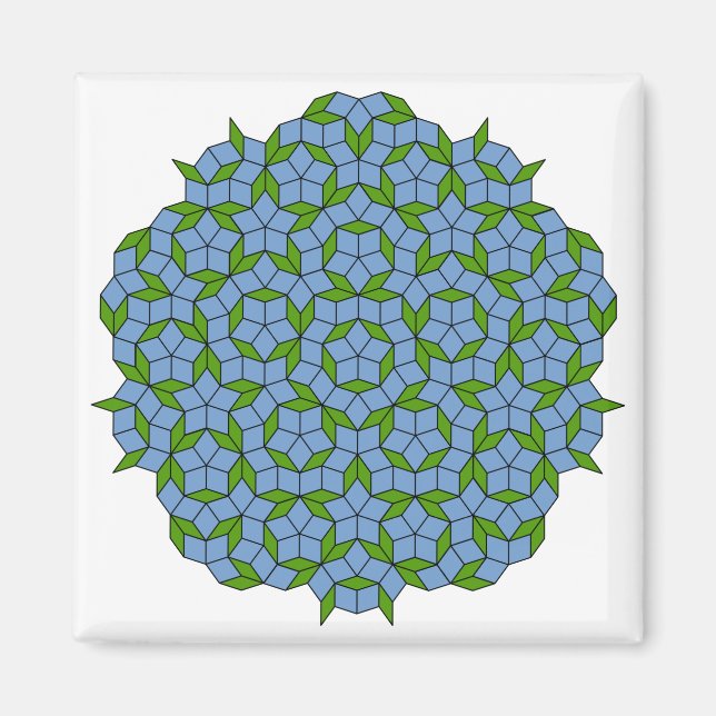 Imã Padrão de Rhombus Penrose Verde e Azul (Frente)