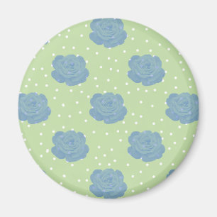 Imã Padrão de rosa azul no plano de fundo verde