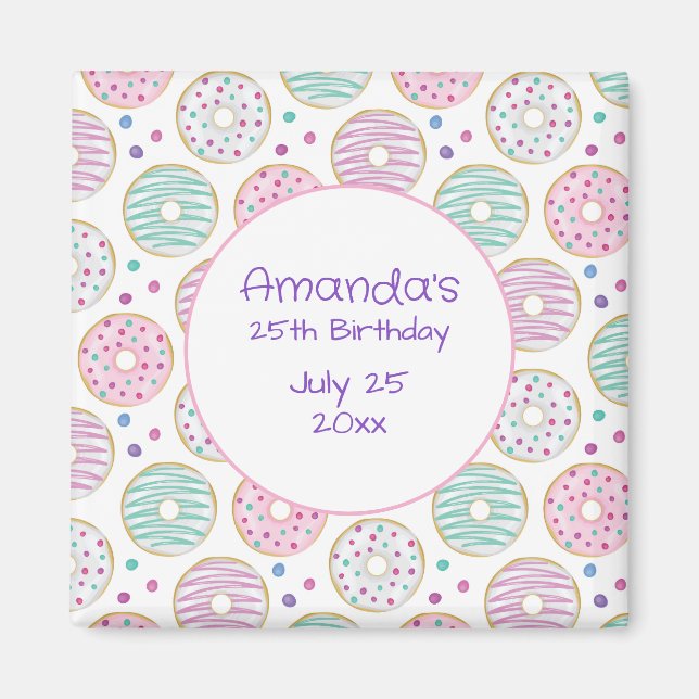 Imã Padrão de rosquinha Correto Guardar a Data (Frente)