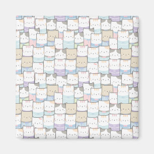 Imã Padrão de rosto de Kitten Doodle