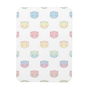 Ímã Padrão de Rostos de Gatinho Pastel Fofo