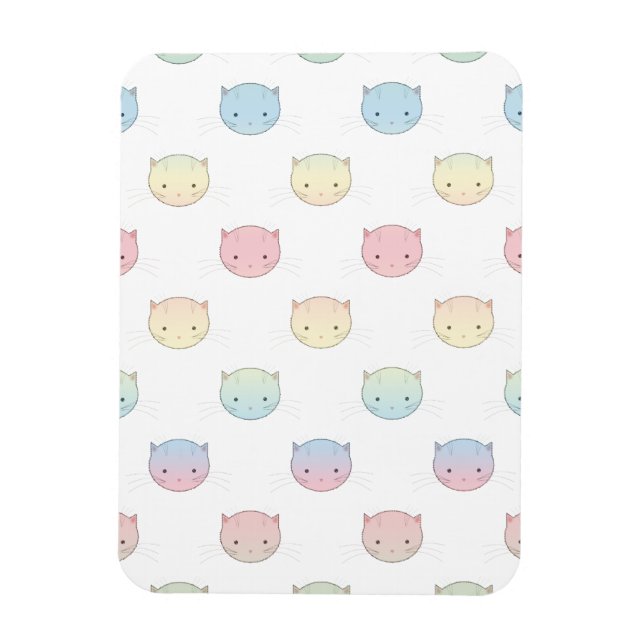 Ímã Padrão de Rostos de Gatinho Pastel Fofo (Vertical)