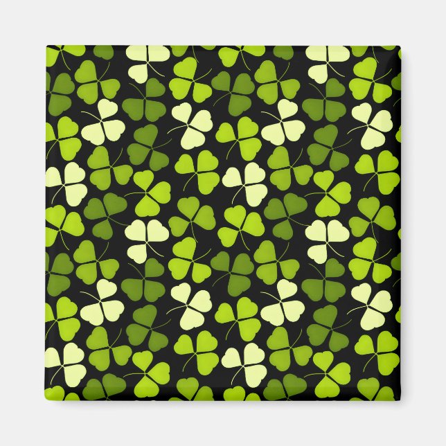 Imã Padrão de Shamrock escuro verde e preto (Frente)