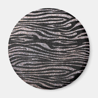 Imã Padrão de stripe de zebra prateada (bling faux gli