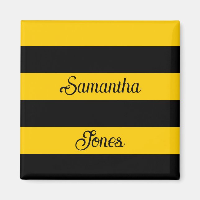 Imã Padrão de stripes de abelha clássica engraçada (Frente)