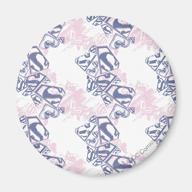 Imã Padrão de Supergirl Pink e Púrpura (Frente)