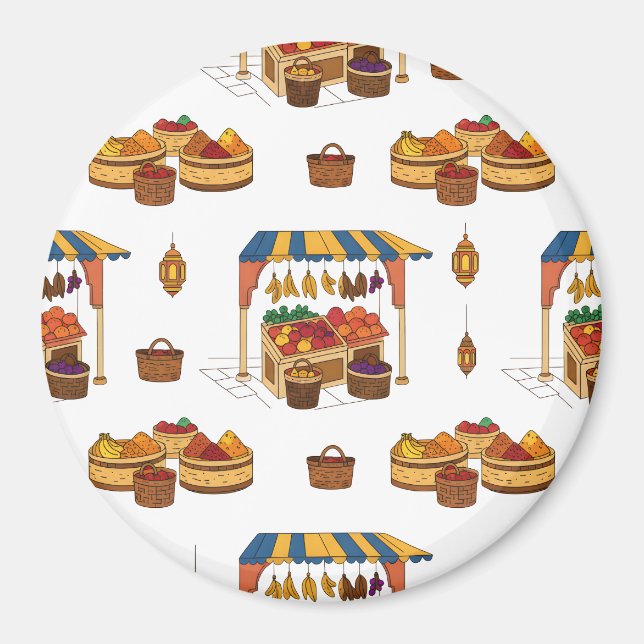 Imã Padrão de suporte do Mercado e Fruta marroquino (Frente)