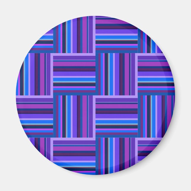 Imã Padrão de tecelagem de fitas azuis e roxas (Frente)