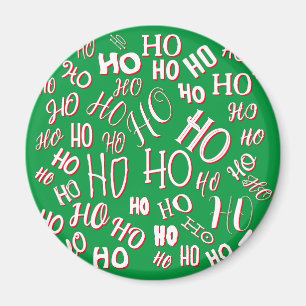 Imã Padrão de texto de Natal HO HO HO branco verde ver