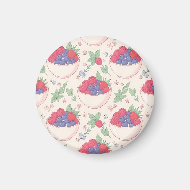 Imã Padrão de Tigela de Frutas Pastel (Frente)