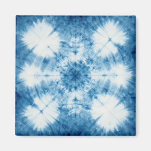 Imã Padrão de Tinta Amarrada Shibori Azul Índigo