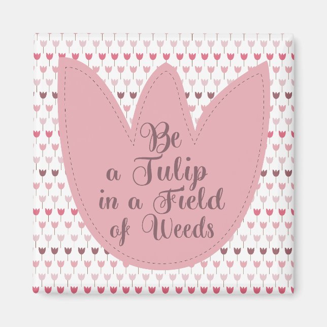 Imã Padrão de Tulipas Rosa Simples (Frente)