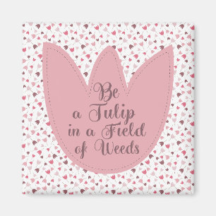 Imã Padrão de Tulipas Rosa Simples Doce - Todas as dir