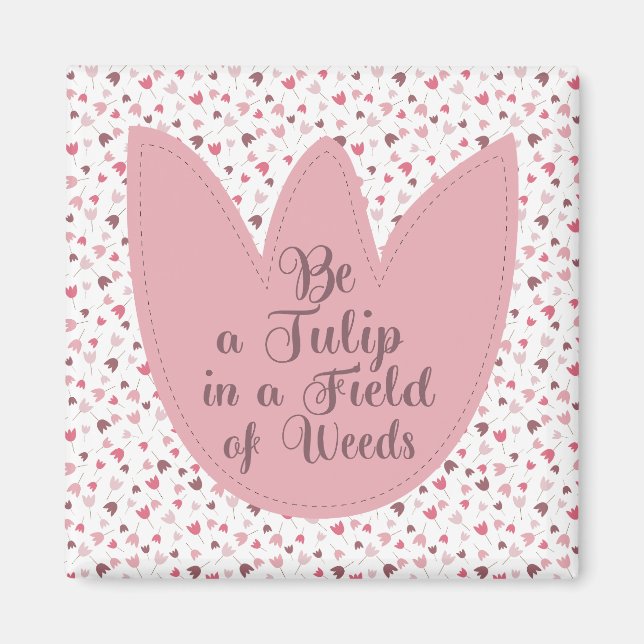 Imã Padrão de Tulipas Rosa Simples Doce - Todas as dir (Frente)