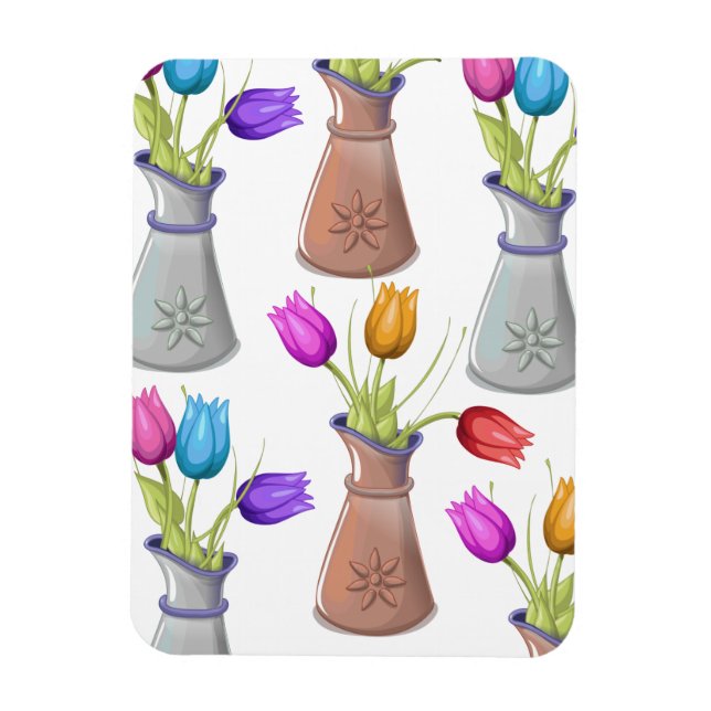 Ímã Padrão de vasos de flores (Vertical)