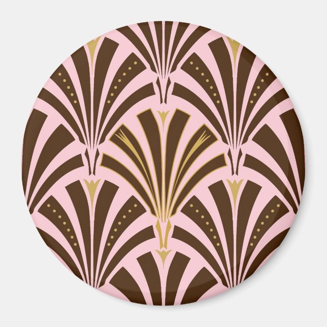 Imã Padrão de ventoinha Art Deco - chocolate a rosa (Frente)