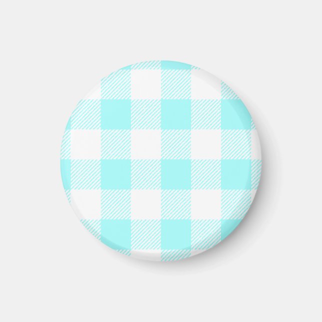 Imã Padrão de verificação de Gingham (azul claro) (Frente)