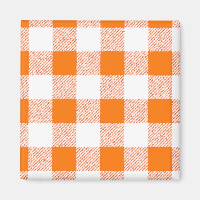 Imã Padrão de Verificação de Gingham Laranja (Frente)
