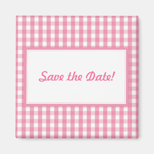 Imã Padrão de Verificação de Gingham Rosa (Frente)